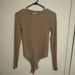 Women's Tan Long Sleeve Bodysuit